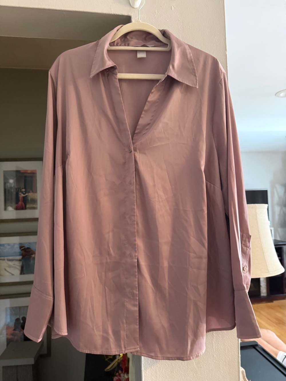 H&M Mauve Button-Front Blouse